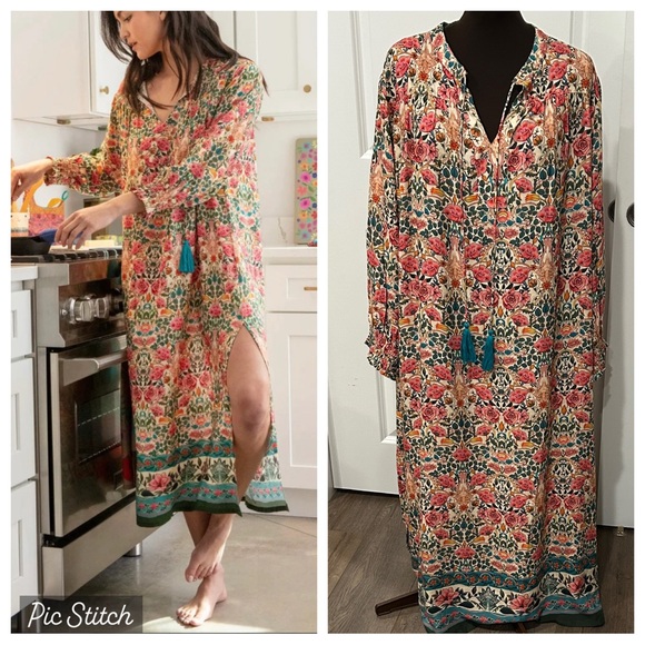 NATURAL LIFE Dresses & Skirts - Natural Life Women’s Dara Midi Multicolor Floral Boho Tassels Dress SizeXL